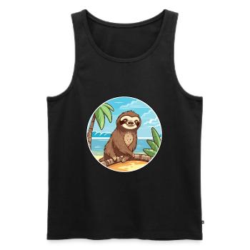 Paresseux aquarelle dessin animé Kawaii Clipart Animal - Débardeur bio Premium Homme - noir - Devant - Michal (187cm)