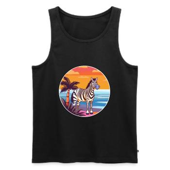 Zebra Watercolor Cartoon Kawaii Clipart Animal - Men's Premium Organic Tank Top - black - Front - Michal (187cm)
