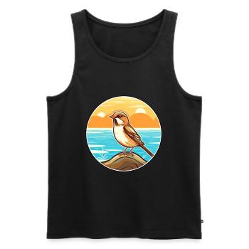 Sparrow Watercolor Cartoon Kawaii Clipart Animal - Men's Premium Organic Tank Top - black - Front - AI Model Male 178 light (178cm)