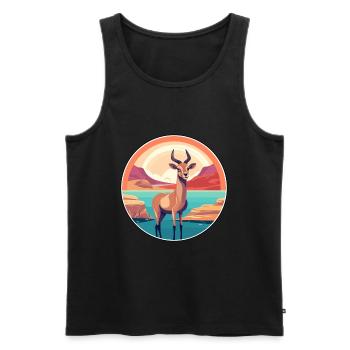 Antilope aquarelle dessin animé Kawaii Clipart Animal - Débardeur bio Premium Homme - noir - Devant - AI Model Male 178 light (178cm)