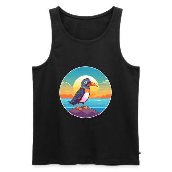 Oiseau Aquarelle Cartoon Kawaii Clipart Animal - Débardeur bio Premium Homme - noir - Devant - Michal (187cm)