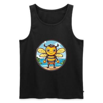 Abeille aquarelle dessin animé Kawaii Clipart Animal - Débardeur bio Premium Homme - noir - Devant - AI Model Male 178 light (178cm)