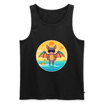 Fledermaus Aquarell Cartoon Kawaii Clipart Tier - Männer Premium Bio Tank Top - Schwarz - Vorne - AI Model Male 178 light (178cm)