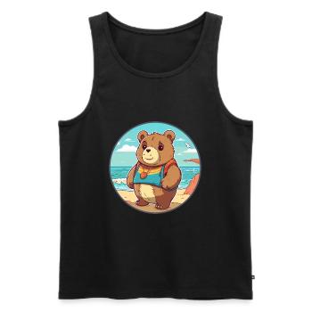 Ours aquarelle dessin animé Kawaii Clipart Animal - Débardeur bio Premium Homme - noir - Devant - Michal (187cm)