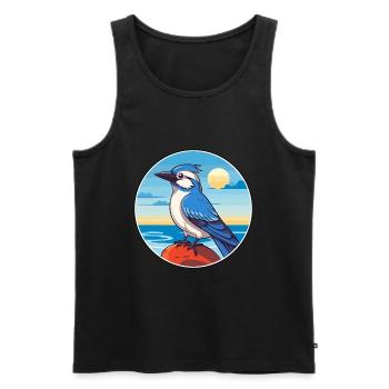 Blue Jay Watercolor Cartoon Kawaii Clipart Animal - Men's Premium Organic Tank Top - black - Front - AI Model Male 178 light (178cm)