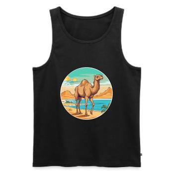 Camel Watercolor Cartoon Kawaii Clipart Animal - Men's Premium Organic Tank Top - black - Front - AI Model Male 178 light (178cm)