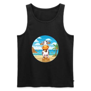 Cow Watercolor Cartoon Kawaii Clipart Animal - Men's Premium Organic Tank Top - black - Front - Michal (187cm)