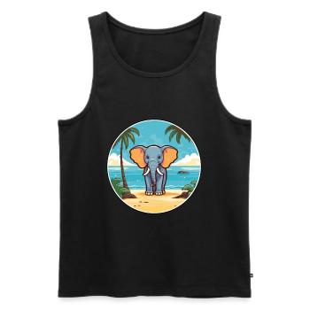 Elephant Watercolor Cartoon Kawaii Clipart Animal - Men's Premium Organic Tank Top - black - Front - Michal (187cm)