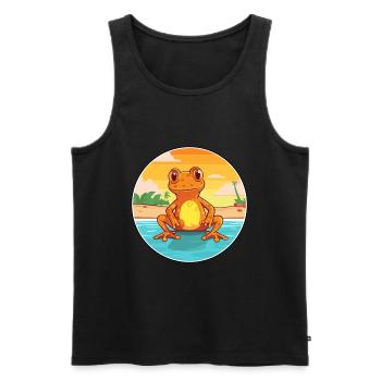 Grenouille aquarelle dessin animé Kawaii Clipart Animal - Débardeur bio Premium Homme - noir - Devant - Michal (187cm)