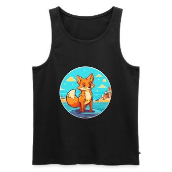 Fuchs Aquarell Cartoon Kawaii Clipart Tier - Männer Premium Bio Tank Top - Schwarz - Vorne - AI Model Male 178 light (178cm)