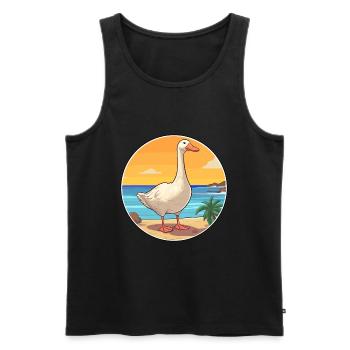 Goose Watercolor Cartoon Kawaii Clipart Animal - Men's Premium Organic Tank Top - black - Front - Michal (187cm)