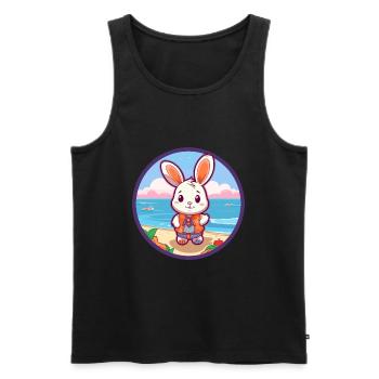 Lapin aquarelle dessin animé Kawaii Clipart Animal - Débardeur bio Premium Homme - noir - Devant - Michal (187cm)