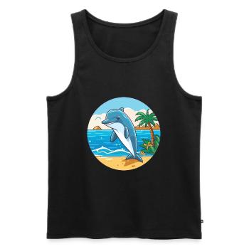 Delfin Aquarell Cartoon Kawaii Clipart Tier - Männer Premium Bio Tank Top - Schwarz - Vorne - Michal (187cm)