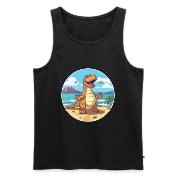 Dinosaure aquarelle dessin animé Kawaii Clipart Animal - Débardeur bio Premium Homme - noir - Devant - Michal (187cm)