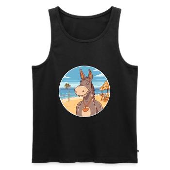 Âne aquarelle dessin animé Kawaii Clipart Animal - Débardeur bio Premium Homme - noir - Devant - Michal (187cm)