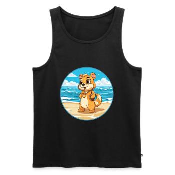Chipmunk Watercolor Cartoon Kawaii Clipart Animal - Men's Premium Organic Tank Top - black - Front - AI Model Male 178 light (178cm)