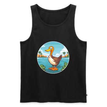 Ente Aquarell Cartoon Kawaii Clipart Tier - Männer Premium Bio Tank Top - Schwarz - Vorne - AI Model Male 178 light (178cm)