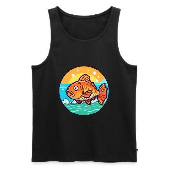 Poisson Aquarelle Dessin Animé Kawaii Clipart Animal - Débardeur bio Premium Homme - noir - Devant - AI Model Male 178 light (178cm)