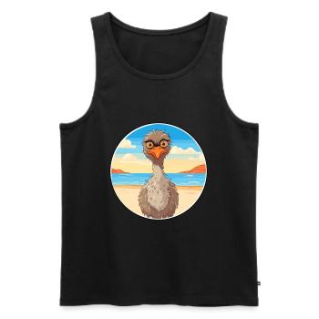 Emu Aquarelle Cartoon Kawaii Clipart Animal - Débardeur bio Premium Homme - noir - Devant - Michal (187cm)