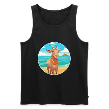 Ziege Aquarell Cartoon Kawaii Clipart Tier - Männer Premium Bio Tank Top - Schwarz - Vorne - Michal (187cm)