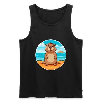 Gopher Watercolor Cartoon Kawaii Clipart Animal - Men's Premium Organic Tank Top - black - Front - AI Model Male 178 light (178cm)