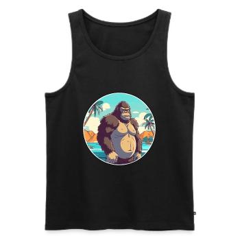 Gorilla Watercolor Cartoon Kawaii Clipart Animal - Men's Premium Organic Tank Top - black - Front - Michal (187cm)