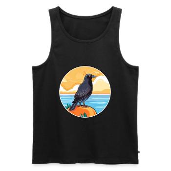 Crow Watercolor Cartoon Kawaii Clipart Animal - Men's Premium Organic Tank Top - black - Front - Michal (187cm)