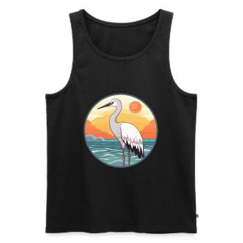 Kranich Aquarell Cartoon Kawaii Clipart Tier - Männer Premium Bio Tank Top - Schwarz - Vorne - Michal (187cm)