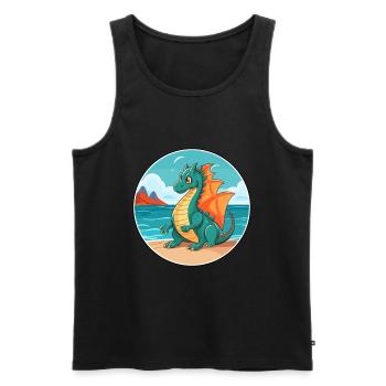 Dragon Aquarelle Cartoon Kawaii Clipart Animal - Débardeur bio Premium Homme - noir - Devant - Michal (187cm)