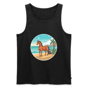Cheval Aquarelle Dessin Animé Kawaii Clipart Animal - Débardeur bio Premium Homme - noir - Devant - Michal (187cm)