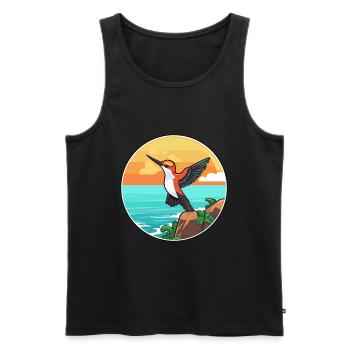 Colibri aquarelle dessin animé Kawaii Clipart animal de compagnie - Débardeur bio Premium Homme - noir - Devant - Michal (187cm)