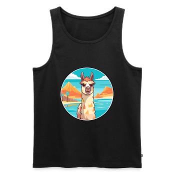 Lama Aquarell Cartoon Kawaii Clipart Tier - Männer Premium Bio Tank Top - Schwarz - Vorne - Michal (187cm)
