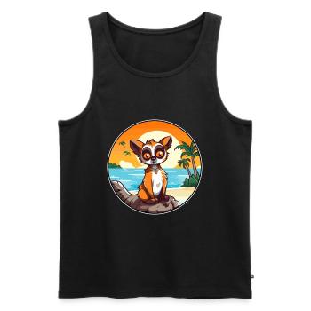 Lemur Watercolor Cartoon Kawaii Clipart Animal - Men's Premium Organic Tank Top - black - Front - Michal (187cm)