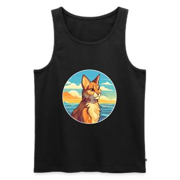 Lynx Watercolor Cartoon Kawaii Clipart Animal - Men's Premium Organic Tank Top - black - Front - Michal (187cm)