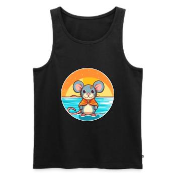 Mouse Watercolor Cartoon Kawaii Clipart Animal - Men's Premium Organic Tank Top - black - Front - Michal (187cm)
