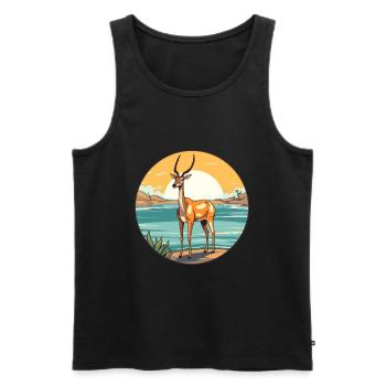 Impala Aquarell Karikatur Kawaii Clipart Tier - Männer Premium Bio Tank Top - Schwarz - Vorne - Michal (187cm)