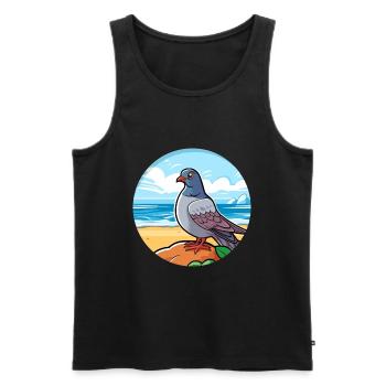 Pigeon aquarelle dessin animé kawaii clipart animal - Débardeur bio Premium Homme - noir - Devant - Michal (187cm)
