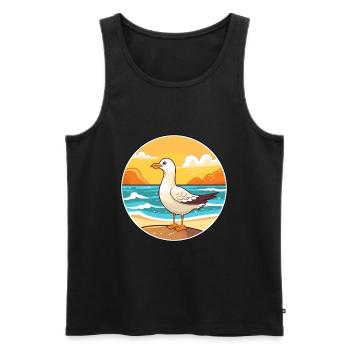 Seagull Watercolor Cartoon Kawaii Clipart Animal - Men's Premium Organic Tank Top - black - Front - Michal (187cm)