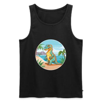Iguana Watercolor Cartoon Kawaii Clipart Animal - Men's Premium Organic Tank Top - black - Front - AI Model Male 178 light (178cm)