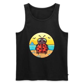 Ladybug Watercolor Cartoon Kawaii Clipart Animal - Men's Premium Organic Tank Top - black - Front - AI Model Male 178 light (178cm)