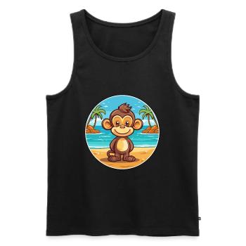 Monkey Watercolor Cartoon Kawaii Clipart Animal - Men's Premium Organic Tank Top - black - Front - AI Model Male 178 light (178cm)