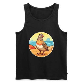 Perdrix aquarelle dessin animé Kawaii Clipart Animal - Débardeur bio Premium Homme - noir - Devant - Michal (187cm)