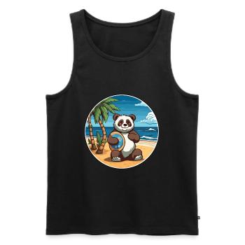 Panda Watercolor Cartoon Kawaii Clipart Animal - Men's Premium Organic Tank Top - black - Front - Michal (187cm)