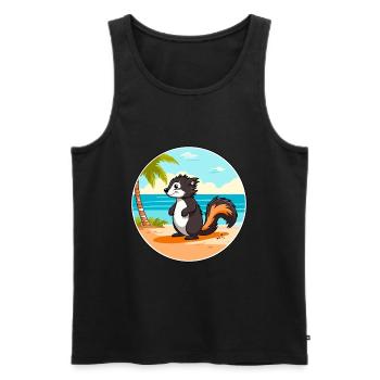 Skunk aquarelle dessin animé Kawaii Clipart Animal - Débardeur bio Premium Homme - noir - Devant - AI Model Male 178 light (178cm)
