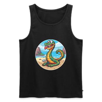 Schlange Aquarell Cartoon Kawaii Clipart Tier - Männer Premium Bio Tank Top - Schwarz - Vorne - Michal (187cm)
