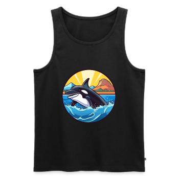Orca Watercolor Cartoon Kawaii Clipart Animal - Men's Premium Organic Tank Top - black - Front - Michal (187cm)