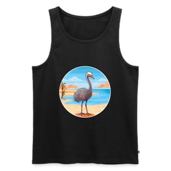 Strauß Aquarell Cartoon Kawaii Clipart Tier - Männer Premium Bio Tank Top - Schwarz - Vorne - Michal (187cm)