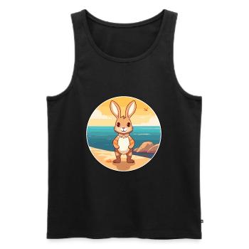 Rabbit Watercolor Cartoon Kawaii Clipart Animal - Men's Premium Organic Tank Top - black - Front - Michal (187cm)