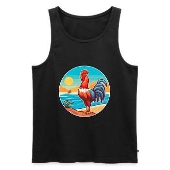 Rooster Watercolor Cartoon Kawaii Clipart Animal - Men's Premium Organic Tank Top - black - Front - AI Model Male 178 light (178cm)