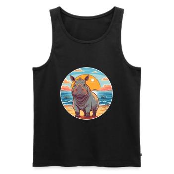 Rhino Watercolor Cartoon Kawaii Clipart Animal - Men's Premium Organic Tank Top - black - Front - AI Model Male 178 light (178cm)